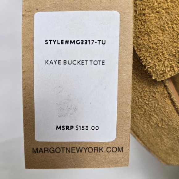 Margot New York Kaye Bucket Suede Leather Tote Bag, Tan, MG3317, NWT $158 MSRP - Picture 5 of 13